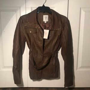 Brown vegan leather Jacket size small